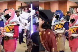 Berani tampil beda, pasangan ini menikah pakai cosplay power ranger