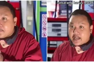 Aksi kocak pria parodikan beli bensin pakai aplikasi ini bikin ngakak