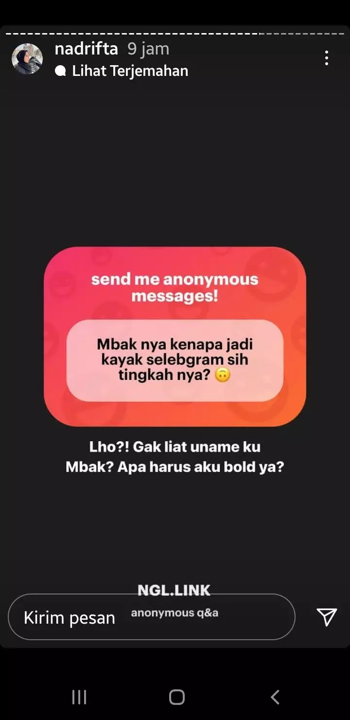 Jawaban Nadya Arifta tingkahnya bak selebgram © Instagram