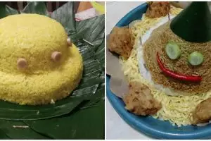 13 Potret lucu tumpeng bentuk nyeleneh ini bikin senyum kecut