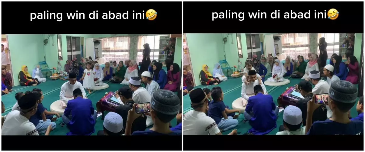 Bocah lompat ke bahu pengantin saat ijab kabul, aksinya bikin terkejut