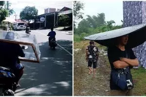 11 Tingkah nyeleneh orang taruh barang di kepala, bikin tepuk jidat