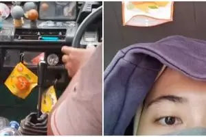 Momen lucu cewek naik angkot, pengharum mobilnya bikin salah fokus