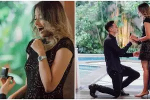 Momen adik Maudy Ayunda dilamar kekasih bule tepat di hari jadi ke-5