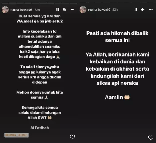 Charly Van Houten alami kecelakaan © Instagram