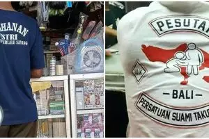 11 Tulisan kocak di kaos jadi bukti suami takut istri ini ngakak abis
