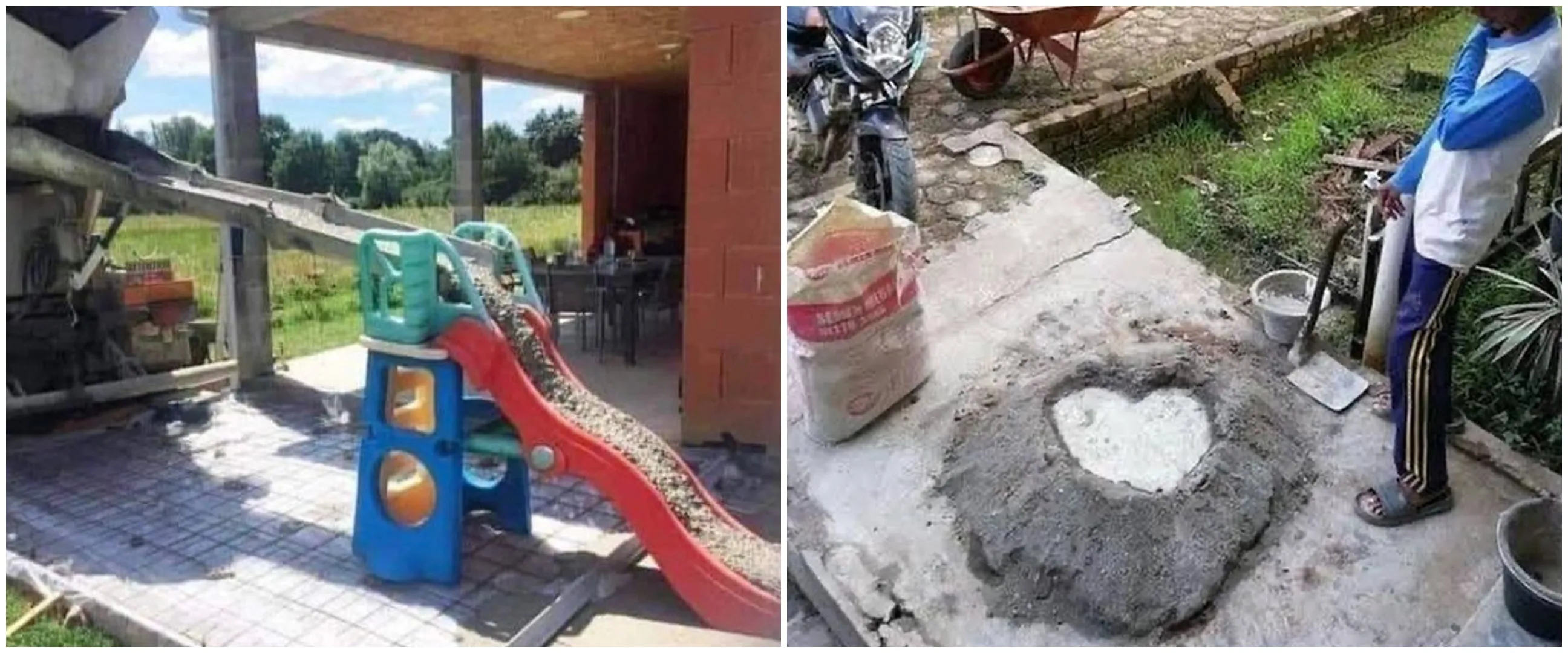 11 Cara nyeleneh kuli ngaduk semen, bikin tepuk jidat