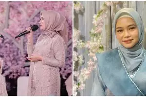 Penampilan 7 seleb di acara pranikah Via Vallen, Happy Asmara berhijab