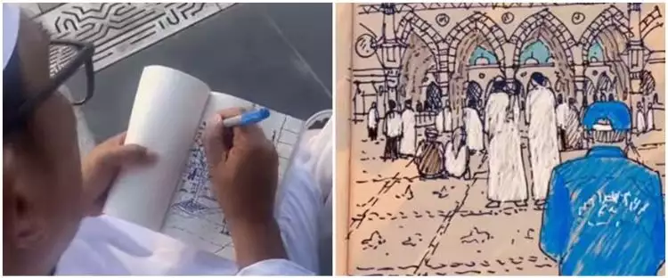Momen Ridwan Kamil dan Zara bikin sketsa Masjid Nabawi, hasilnya keren