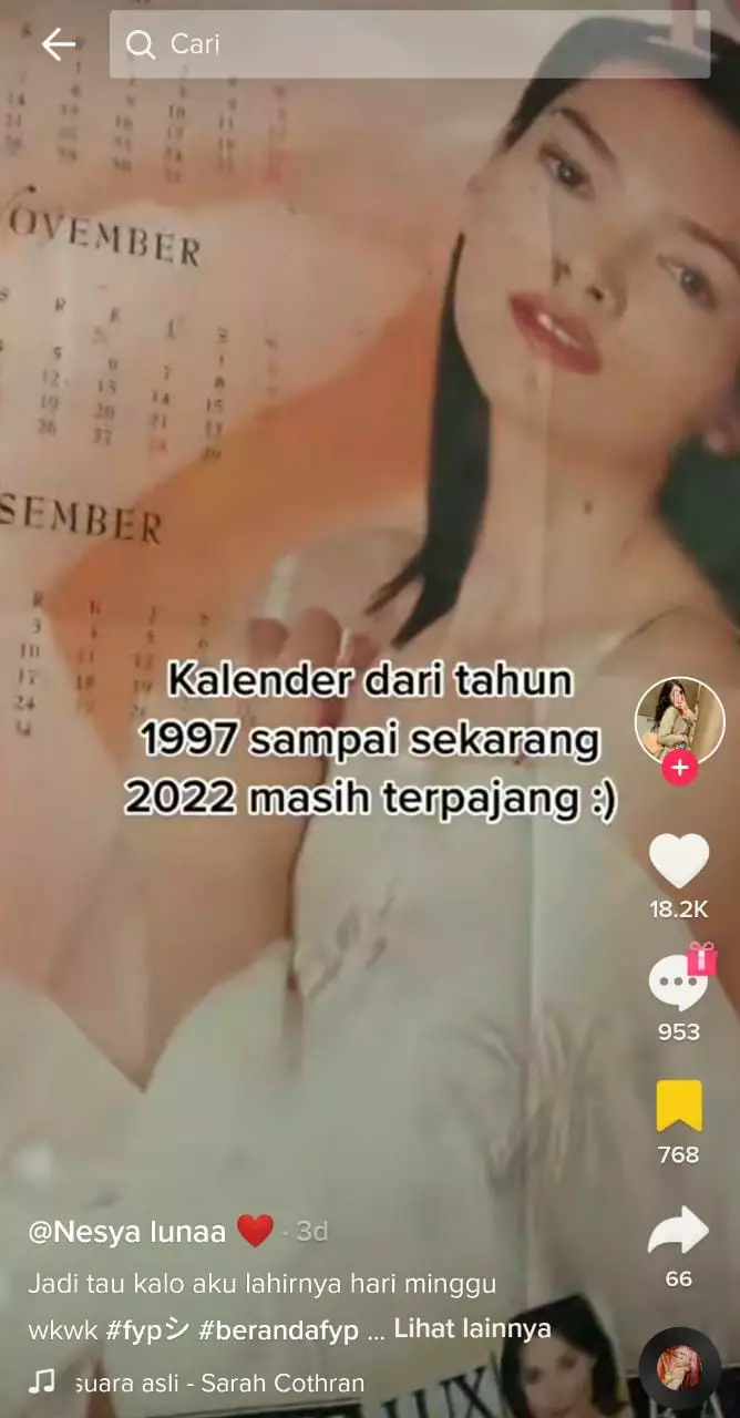 kalender tahun 1997 Tiktok