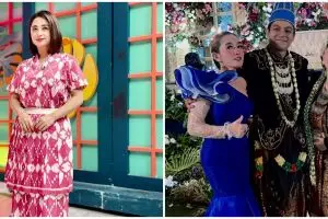 Penampilannya bikin terpukau, 11 gaya Dewi Perssik di nikahan ponakan
