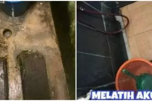 11 Potret lucu desain kloset dari semen, buat melatih konsentrasi ya?