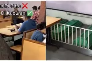 Dibangun di tanah kuburan, makan di restoran ini bersanding nisan