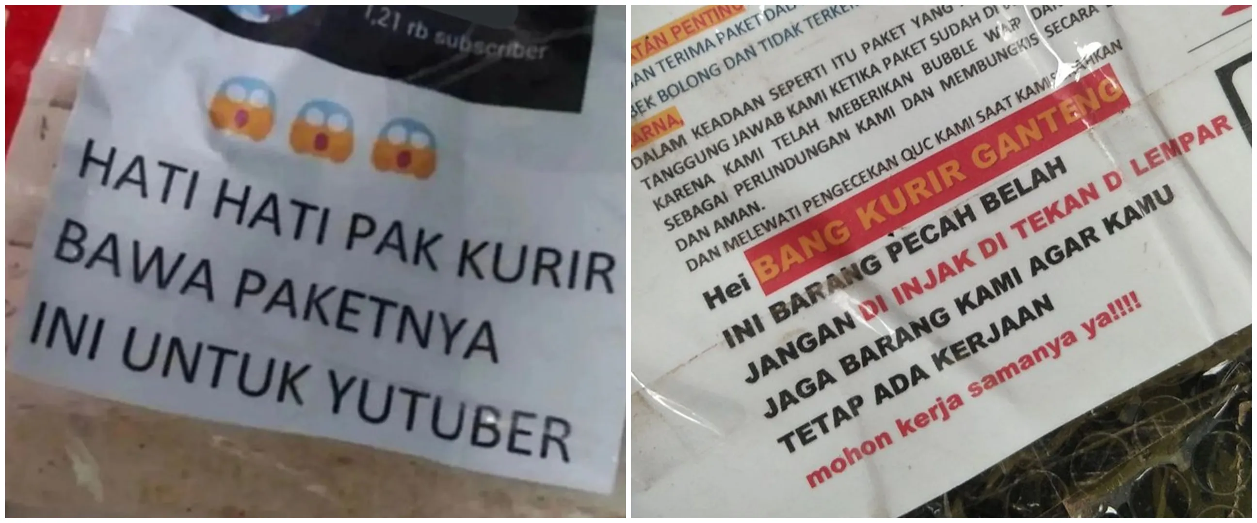 21 Tulisan lucu imbauan untuk kurir paket ini bikin auto hato-hati