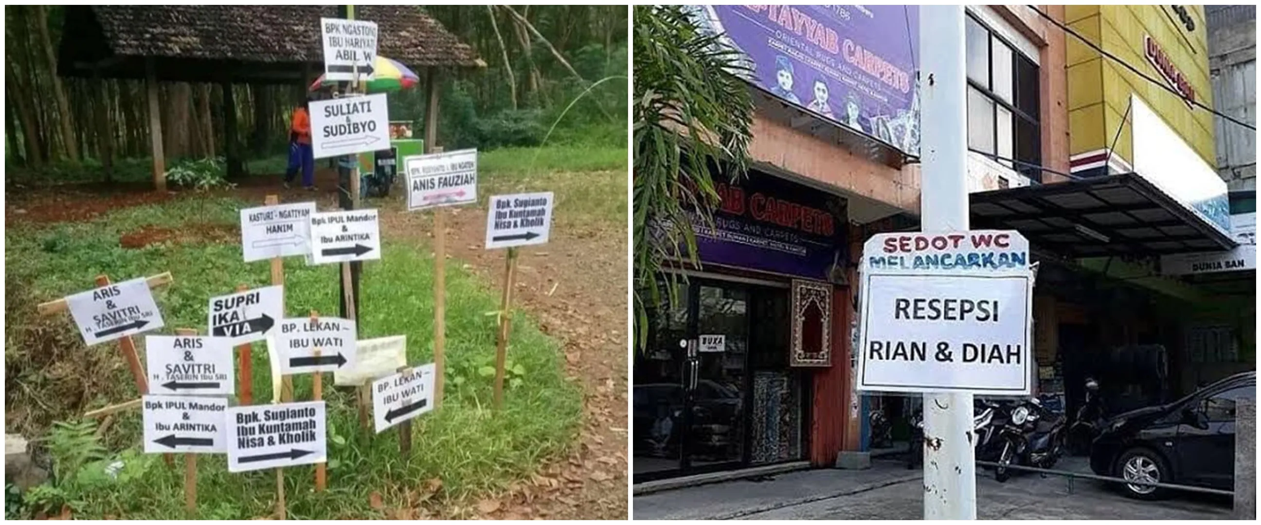 11 Potret lucu papan petunjuk lokasi nikahan, bikin tamu tepuk jidat