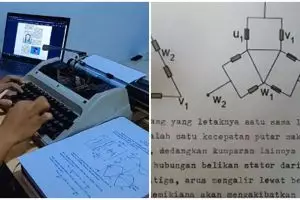Mahasiswa ini kerjakan laporan pakai mesin ketik dan tulis tangan