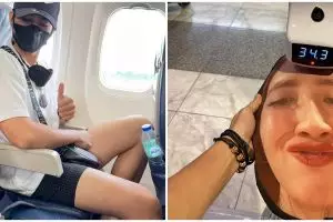 11 Momen suami liburan bareng bantal berwajah istrinya, bucin abis