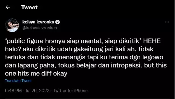 Respon Keisya Levronka soal kritik padanya Berbagai sumber Respon Keisya Levronka soal kritik padanya Berbagai sumber