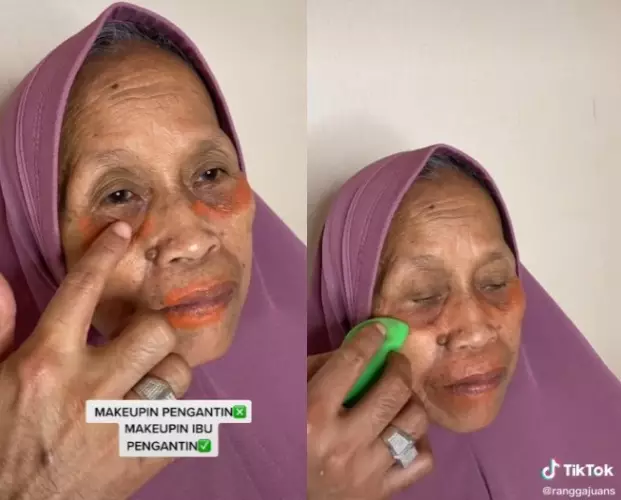 Potret transformasi ibu pengantin usai makeup © TikTok