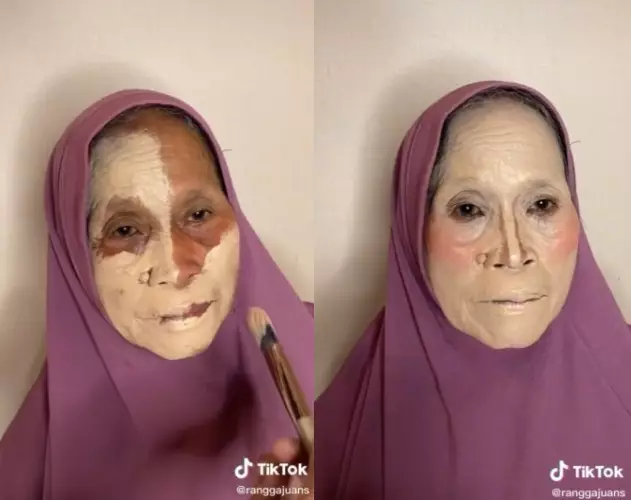 Potret transformasi ibu pengantin usai makeup © TikTok