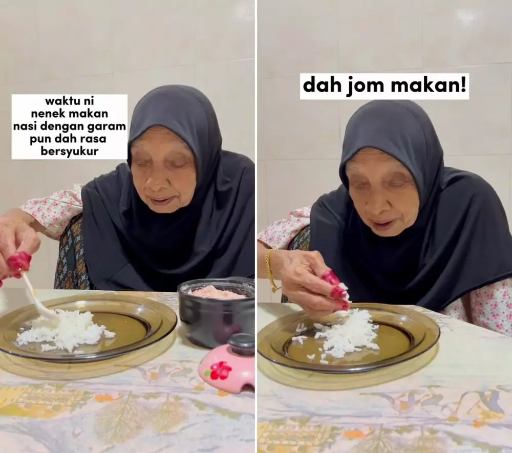 nenek makan nasi garam © TikTok
