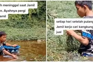 Cari kangkung di rawa demi sambung hidup, kisah anak ini mengharukan