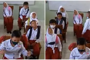 Aksi siswa SD praktikan sikap toleransi di kendaraan umum, bikin salut