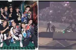Detik-detik Boyband Mirror tertimpa layar LED saat konser, mengerikan