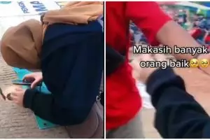 Aksi wanita ambil kunci motor yang jatuh di selokan, bikin ikut panik