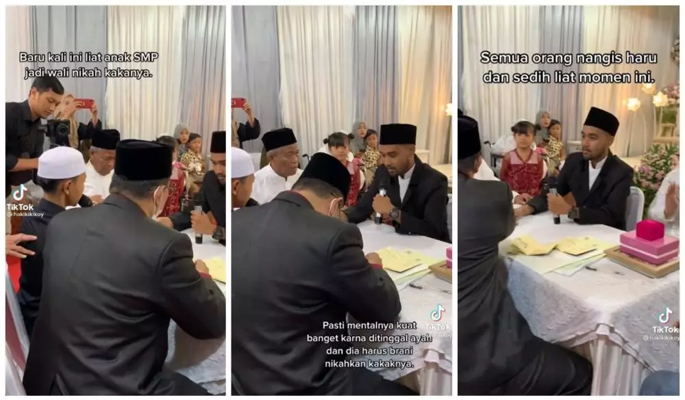 bocah SMP jadi wali nikah kakak perempuannya © TikTok/@hakikikikoy