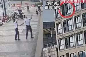 Aksi heroik pria selamatkan anak yang jatuh dari gedung lantai 6