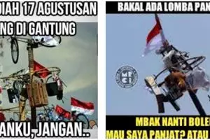 15 Meme kocak lomba panjat pinang Agustusan ini bikin cekikikan