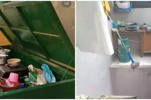 11 Aksi lucu bikin meja dapur pakai barang seadanya, kreatif abis