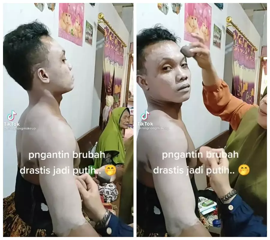 pengantin pria berubah jadi putih © TikTok/@ningnongmakeup