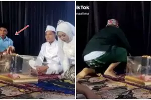 Momen bapak terjungkal waktu akad, reaksinya malah bikin ngakak