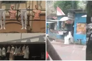 9 Penampakan di depan toko ini potretnya bikin orang senam jantung