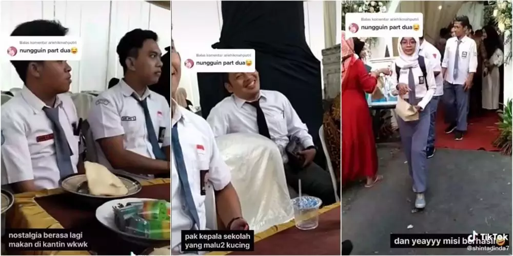 rombongan tamu ke nikahan pakai seragam sma © TikTok rombongan tamu ke nikahan pakai seragam sma © TikTok
