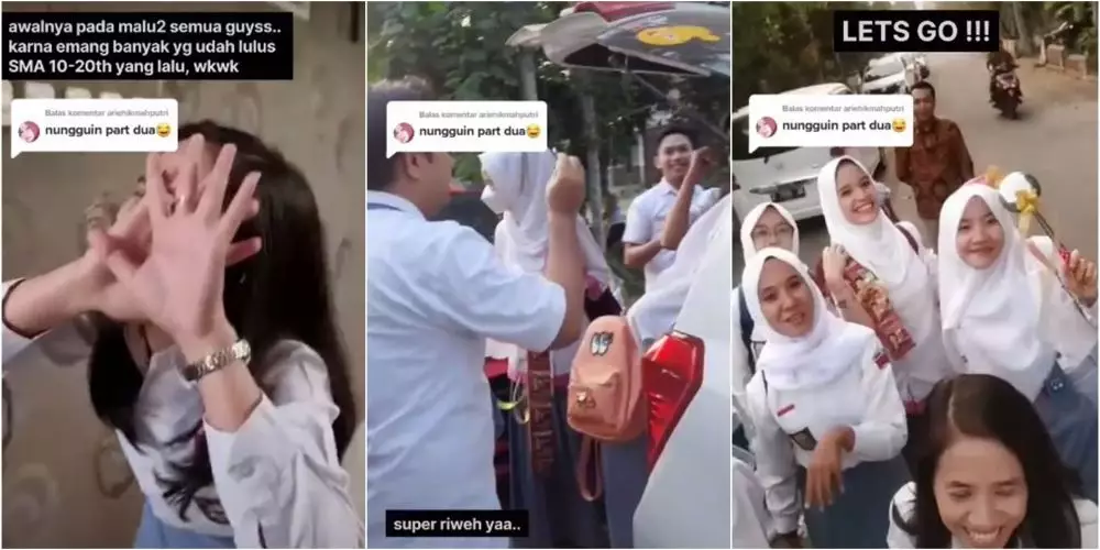 rombongan tamu ke nikahan pakai seragam sma © TikTok rombongan tamu ke nikahan pakai seragam sma © TikTok