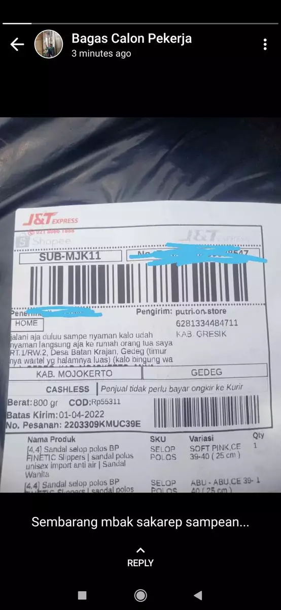 tulisan nyeleneh di alamat penerima paket © Twitter tulisan nyeleneh di alamat penerima paket © Twitter