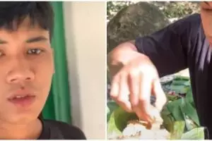 Aksi pemuda makan sesajen di kuburan, bikin yang lihat merinding