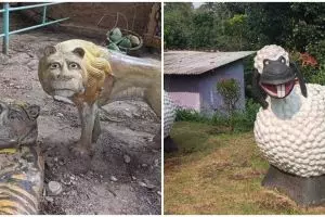 11 Potret nyeleneh patung di taman ini bentuknya bikin senyum maksa