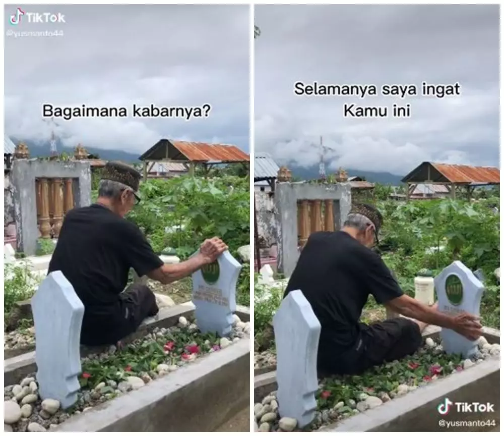 kakek curhat di makam istri sedih © berbagai sumber kakek curhat di makam istri sedih © berbagai sumber