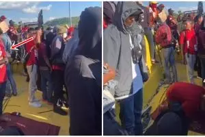 Aksi suporter bola tetap salat meski lagi di tribun, bikin salut