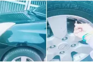 Kesal tetangga parkir sembarangan, wanita ini kempiskan ban mobil