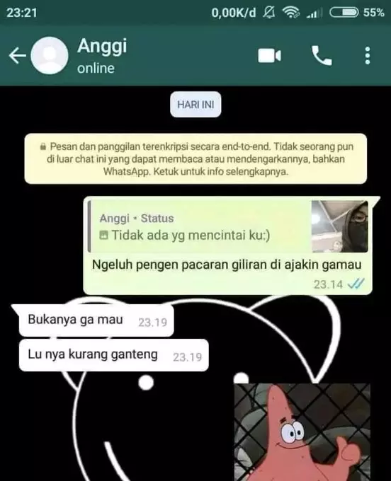 chat ngajak pacaran malah ditolak © Instagram