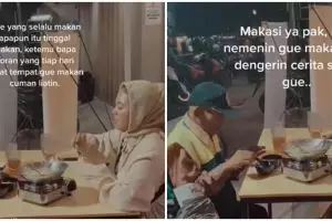 Wanita ini ajak kakek loper koran makan bareng, momennya mengharukan