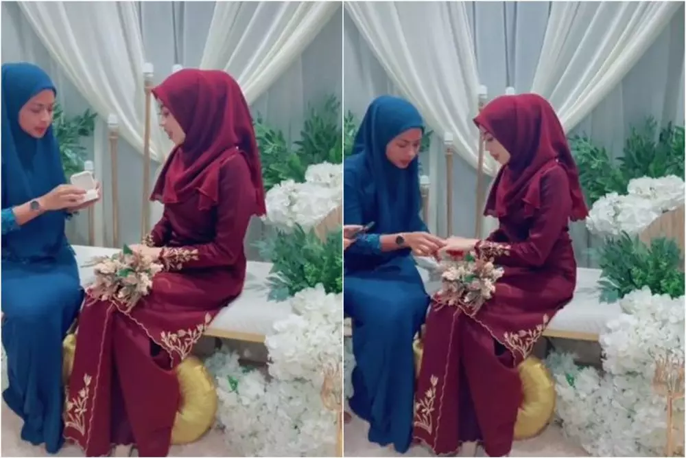 wanita antar mantan suami nikah lagi © TikTok