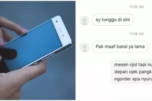 11 Chat lucu penumpang batalkan order ojek online ini bikin geregetan