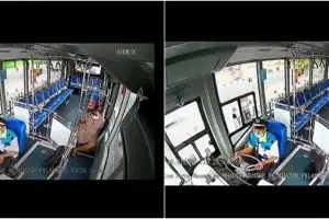 Detik-detik penumpang Trans Jogja nyaris curi tas sopir, bikin emosi