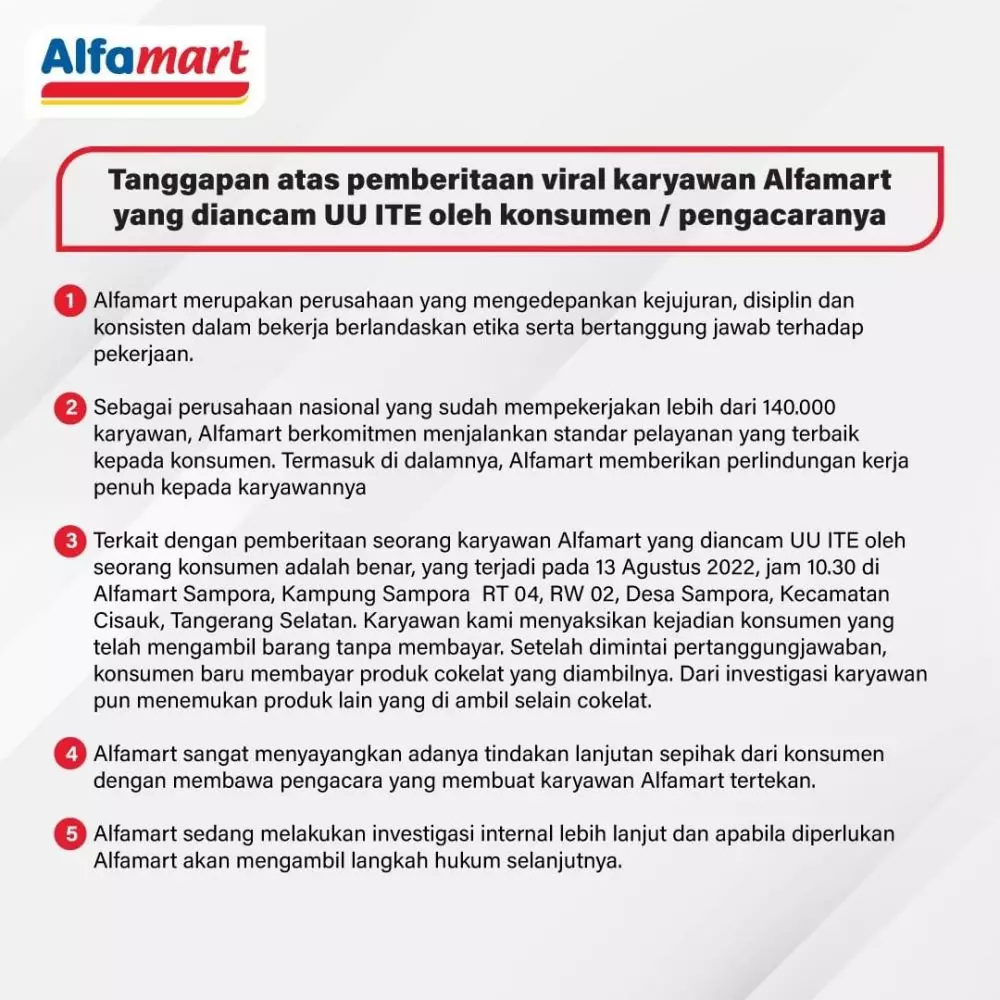 alfamart tanggapi kasus menimpa karyawannya © instagram alfamart tanggapi kasus menimpa karyawannya © instagram